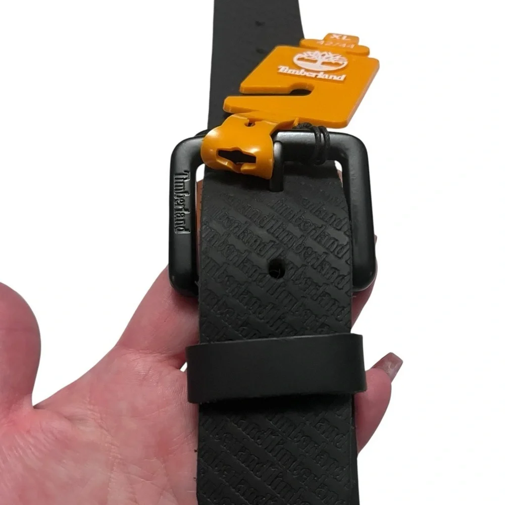 Timberland Embossed Black Genuine Leather Belt